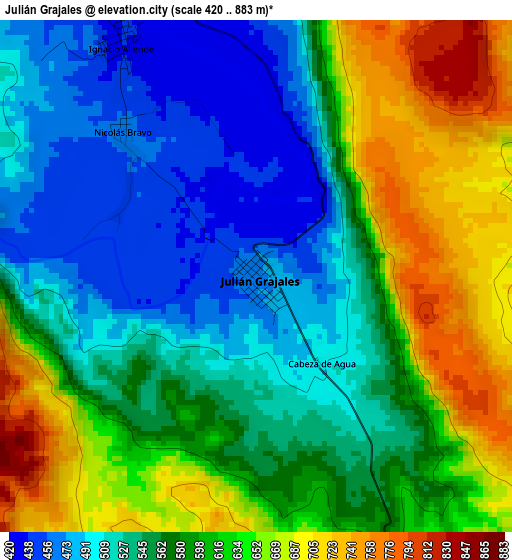 Julián Grajales elevation map