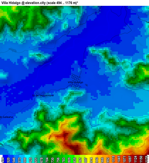 Villa Hidalgo elevation map