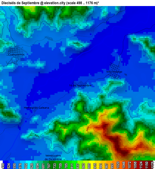 Dieciséis de Septiembre elevation map