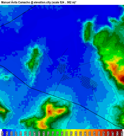 Manuel Ávila Camacho elevation map