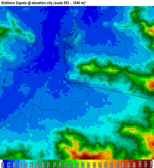 Emiliano Zapata elevation map