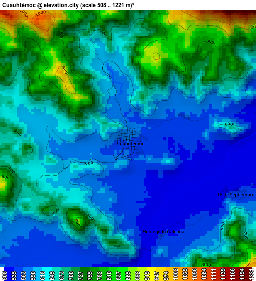 Cuauhtémoc elevation map