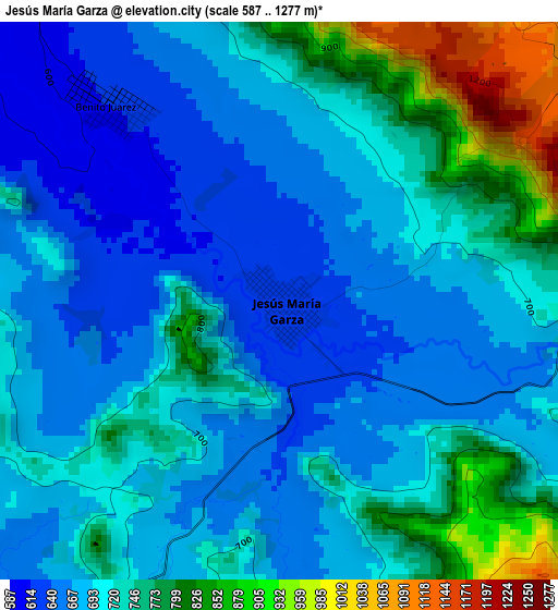 Jesús María Garza elevation map