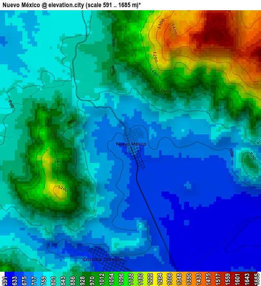 Nuevo México elevation map