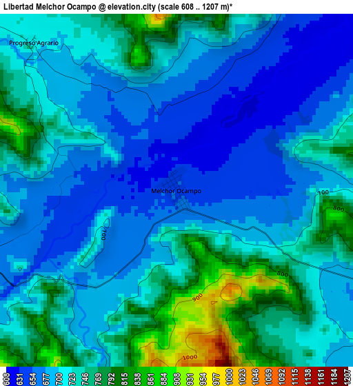 Libertad Melchor Ocampo elevation map