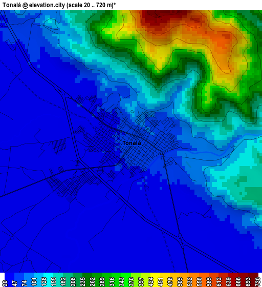 Tonalá elevation map