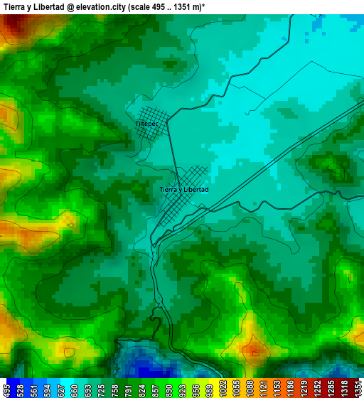 Tierra y Libertad elevation map