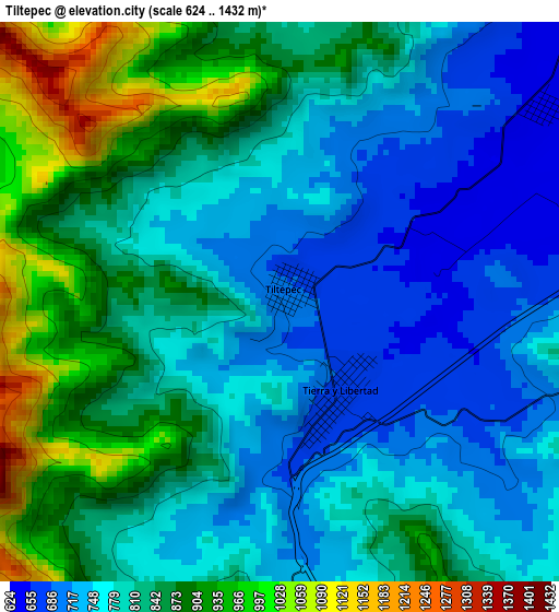 Tiltepec elevation map