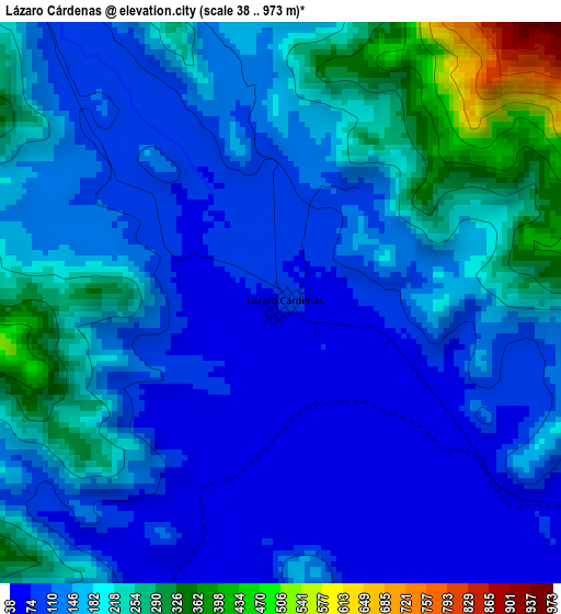 Lázaro Cárdenas elevation map