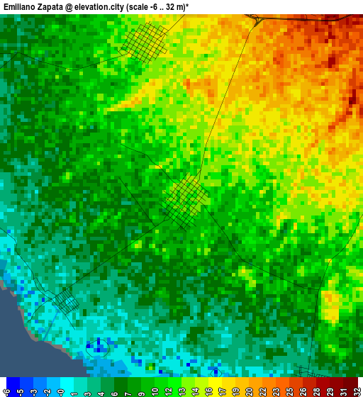 Emiliano Zapata elevation map