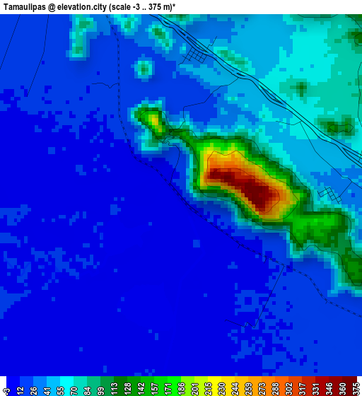 Tamaulipas elevation map