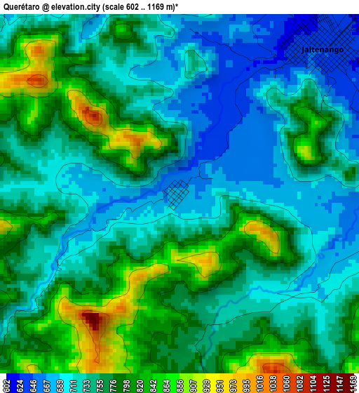 Querétaro elevation map