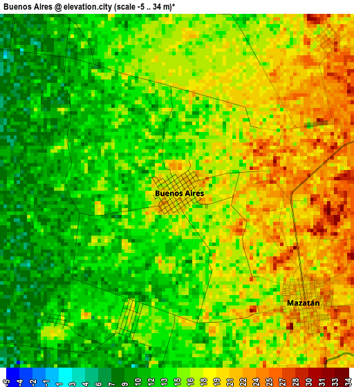 Buenos Aires elevation map