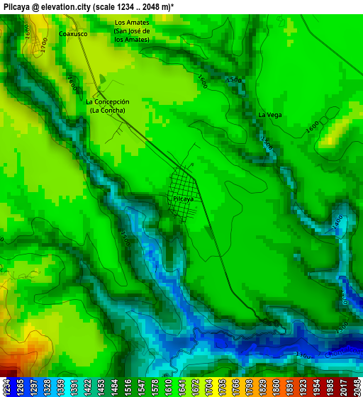 Pilcaya elevation map