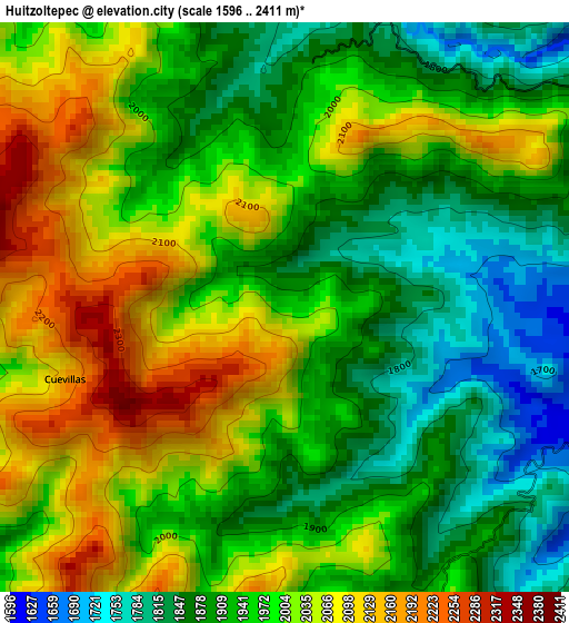 Huitzoltepec elevation map