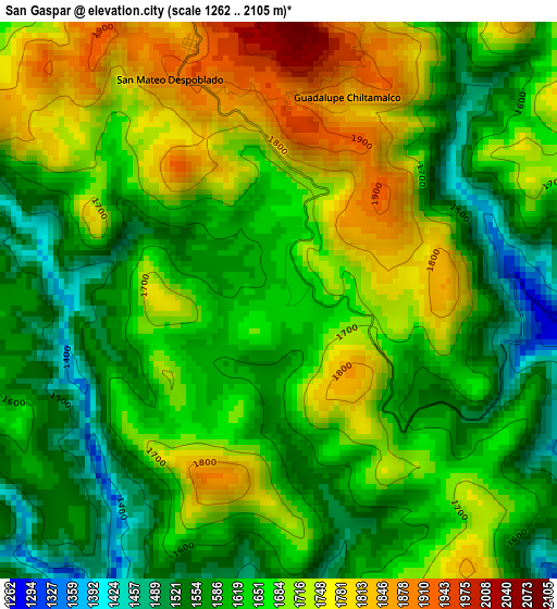 San Gaspar elevation map