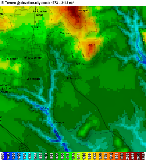 El Terrero elevation map