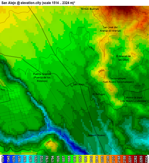 San Alejo elevation map