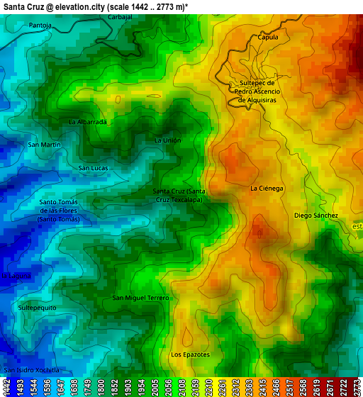 Santa Cruz elevation map