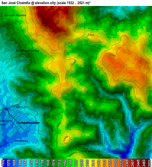 San José Chalmita elevation map