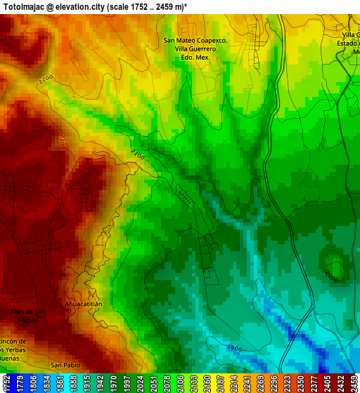 Totolmajac elevation map