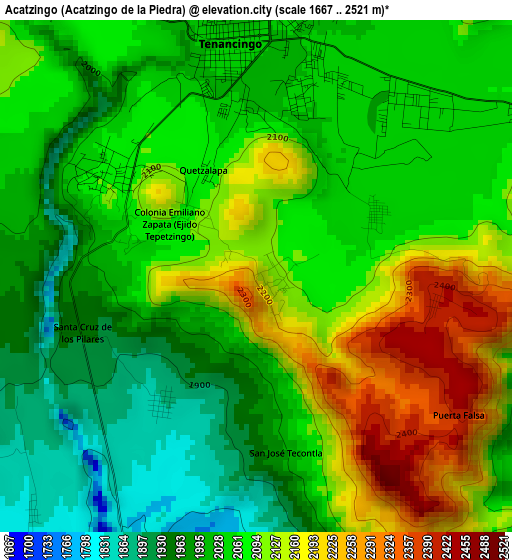 Acatzingo (Acatzingo de la Piedra) elevation map