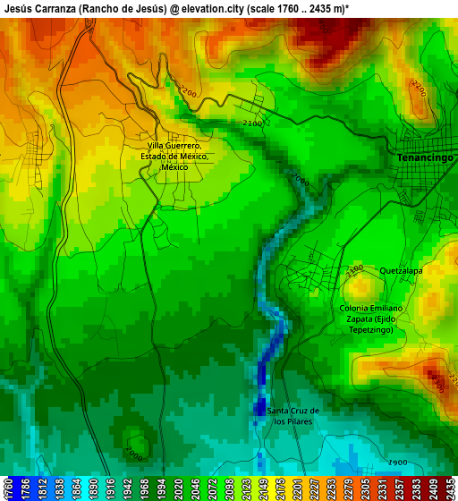 Jesús Carranza (Rancho de Jesús) elevation map