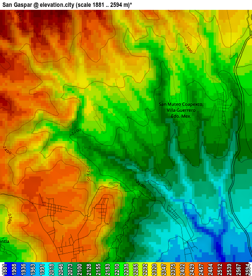 San Gaspar elevation map