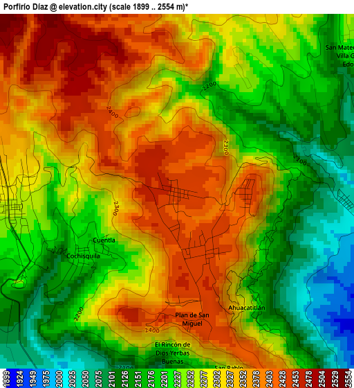 Porfirío Díaz elevation map