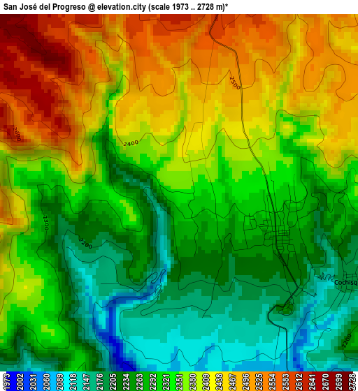 San José del Progreso elevation map