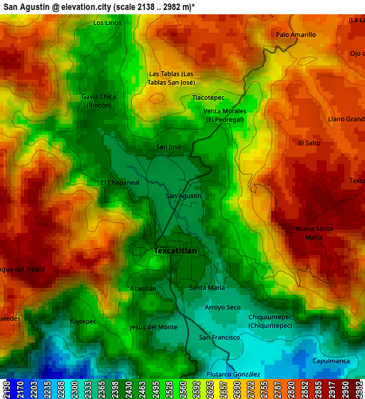 San Agustín elevation map