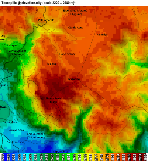 Texcapilla elevation map