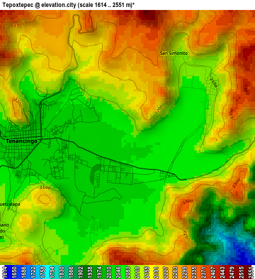 Tepoxtepec elevation map