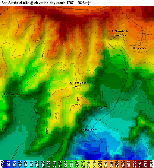 San Simón el Alto elevation map