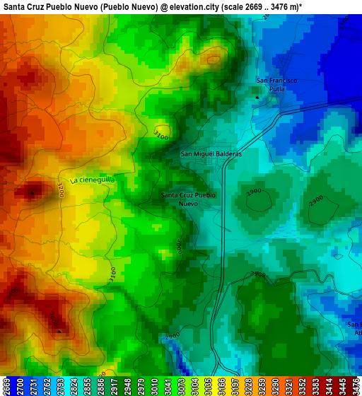 Santa Cruz Pueblo Nuevo (Pueblo Nuevo) elevation map