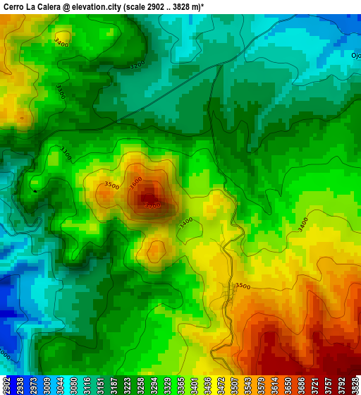 Cerro La Calera elevation map