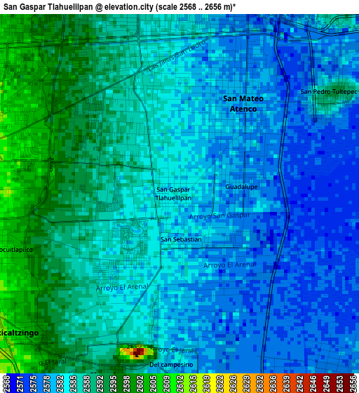 San Gaspar Tlahuelilpan elevation map