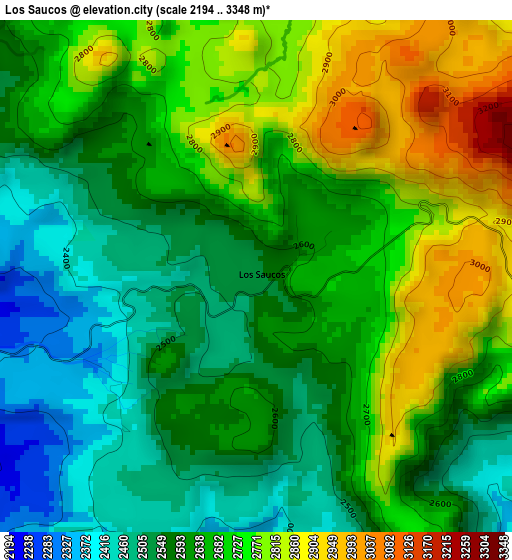 Los Saucos elevation map