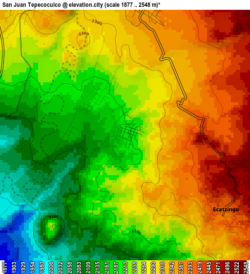 San Juan Tepecoculco elevation map