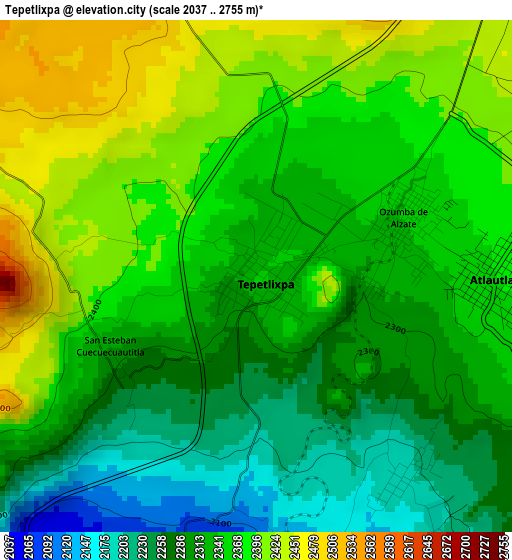 Tepetlixpa elevation map