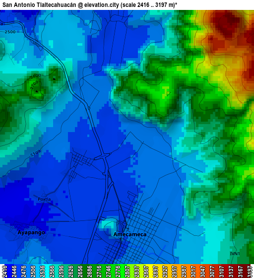 San Antonio Tlaltecahuacán elevation map