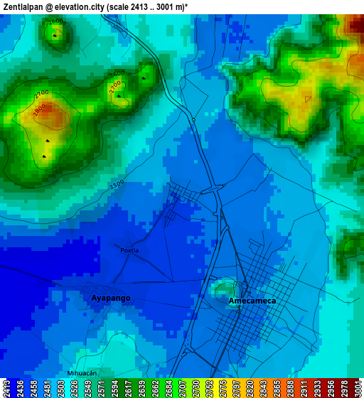 Zentlalpan elevation map