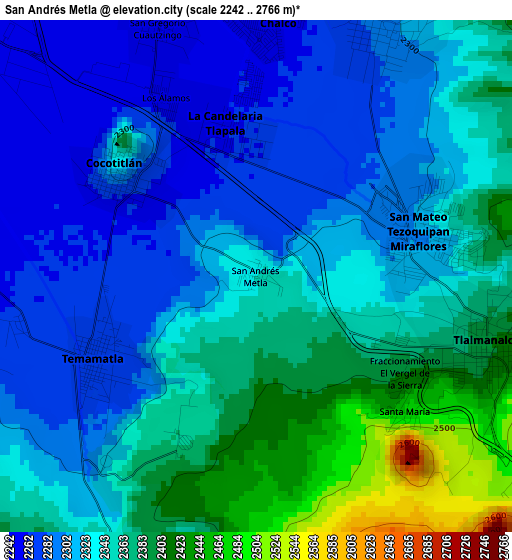 San Andrés Metla elevation map