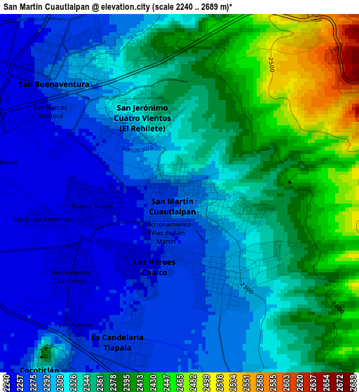 San Martín Cuautlalpan elevation map