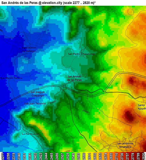 San Andrés de las Peras elevation map