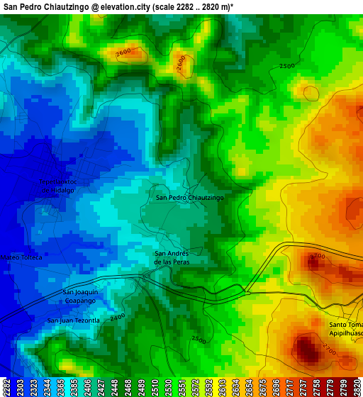 San Pedro Chiautzingo elevation map