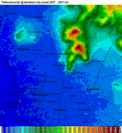 Tlaltecahuacán elevation map