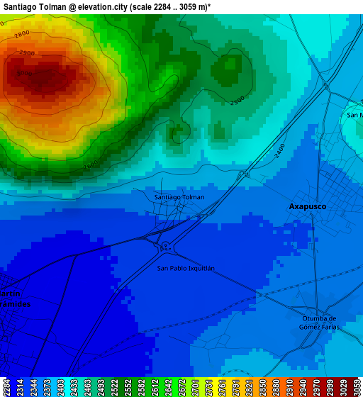 Santiago Tolman elevation map