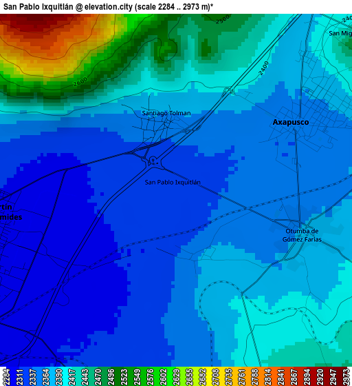 San Pablo Ixquitlán elevation map