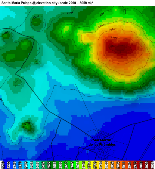 Santa María Palapa elevation map